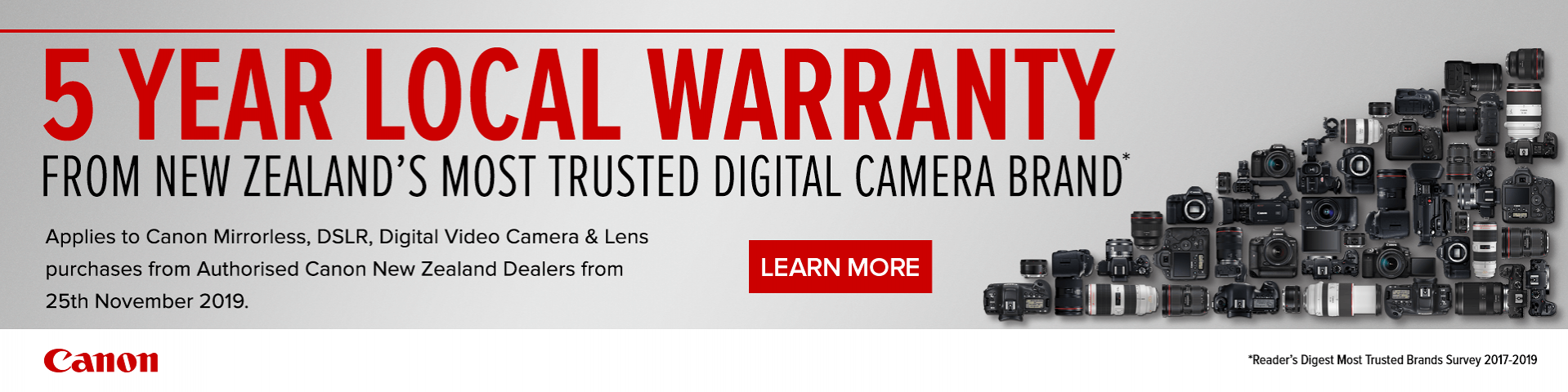 Canon 5 Year warranty Banner