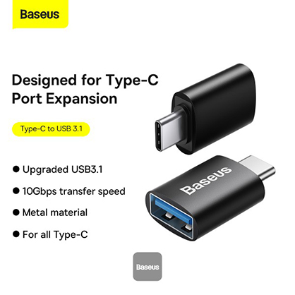 Baseus Ingenuity Series Mini OTG Adaptor Type-C to USB-A 3.1 Black