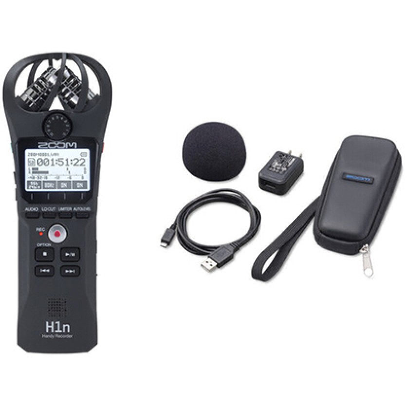 ZOOM H1N Handy Recorder Kit with Windscreen, AC Adapter, USB Cable
