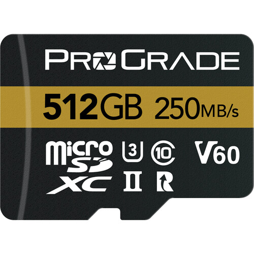 ProGrade 512GB UHS-II microSDXC Memory Card with SD Adapter